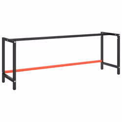 vidaXL Work Bench Frame Matte Black and Matte Red Metal Table Bracket Base