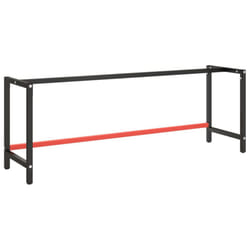 vidaXL Work Bench Frame Matte Black and Matte Red Metal Table Bracket Base