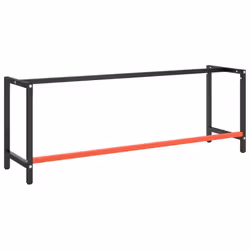 vidaXL Work Bench Frame Matte Black and Matte Red Metal Table Bracket Base