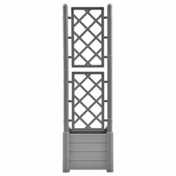 vidaXL Garden Planter with Trellis PP Stone Grey Outdoor Flower Box Raised Bed