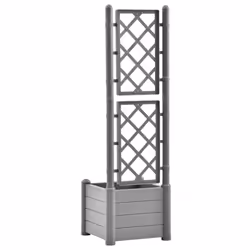 vidaXL Garden Planter with Trellis PP Stone Grey Outdoor Flower Box Raised Bed - Additional view 4