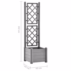 vidaXL Garden Planter with Trellis PP Stone Grey Outdoor Flower Box Raised Bed - Additional view 6