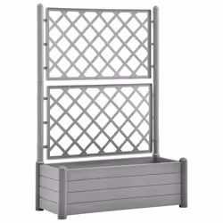 vidaXL Garden Planter with Trellis 100x43x142 cm PP Stone Grey Raised Bed