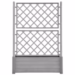 vidaXL Garden Planter with Trellis 100x43x142 cm PP Stone Grey Raised Bed
