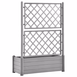 vidaXL Garden Planter with Trellis 100x43x142 cm PP Stone Grey Raised Bed - Additional view 4