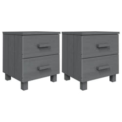 vidaXL 1/2x Bedside Cabinet Solid Wood Pine Wooden Bed Table Multi Colours - dark grey, 2