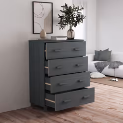 vidaXL Sideboard Wooden Storage Side Cabinet Cupboard HAMAR Solid Wood Pine - dark grey - Additional view 5