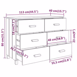 vidaXL Sideboard Solid Wood Pine Storage Side Cabinet Furniture Multi Colours - dark grey - Additional view 7