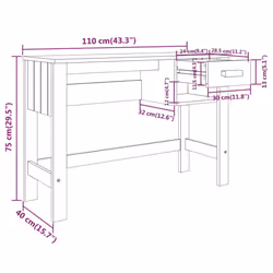 vidaXL Desk Solid Wood Pine Home Working Writing Computer Table Multi Colours - dark grey - Additional view 6