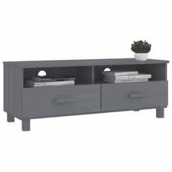 vidaXL TV Cabinet Solid Wood Pine Wooden TV Stand Unit Furniture Multi Colours - dark grey