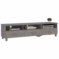 vidaXL TV Cabinet Solid Wood Pine Wooden TV Stand Unit Furniture Multi Colours - light grey