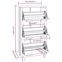 vidaXL Shoe Cabinet Solid Wood Pine Wooden Shoe Organiser Unit Multi Colours - honey brown
