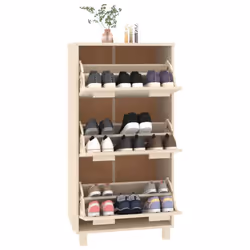 vidaXL Shoe Cabinet Solid Wood Pine Wooden Shoe Organiser Unit Multi Colours - honey brown - Additional view 5