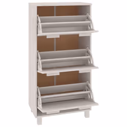 vidaXL Shoe Cabinet Solid Wood Pine Wooden Shoe Organiser Unit Multi Colours - white - Additional view 4