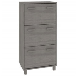 vidaXL Shoe Cabinet Solid Wood Pine Wooden Shoe Organiser Unit Multi Colours - light grey