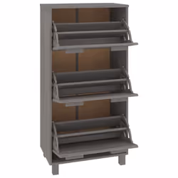 vidaXL Shoe Cabinet Solid Wood Pine Wooden Shoe Organiser Unit Multi Colours - light grey - Additional view 5