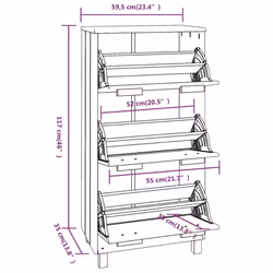 vidaXL Shoe Cabinet Solid Wood Pine Wooden Shoe Organiser Unit Multi Colours - light grey - Additional view 7