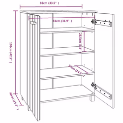 vidaXL Shoe Cabinet Solid Wood Pine Shoe Organiser Unit Rack Multi Colours - light grey - Additional view 6