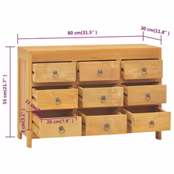 vidaXL Solid Wood Teak Chest of Drawers Wooden Sideboard Storage Side Cabinet