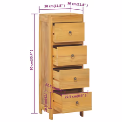 vidaXL Solid Wood Teak Chest of Drawers Wooden Sideboard Storage Side Cabinet - Additional view 2