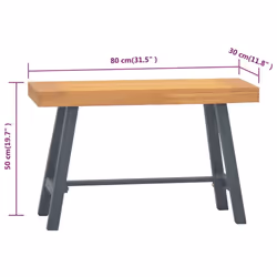 vidaXL Solid Wood Teak Bench 80 cm Wooden Kitchen Dining Hallway Bench Seat