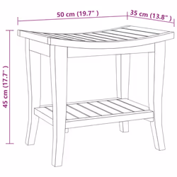 vidaXL Bathroom Side Table Shower Bench Corner Bath Seat Stool Solid Wood Teak - Additional view 6