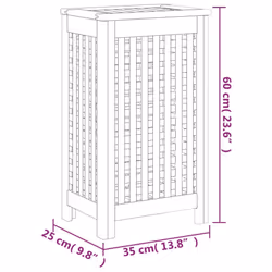 vidaXL Solid Wood Teak Wash Bin Sorter Washing Basket 35x25x60 cm/50x35x60 cm - 35 x 25 x 60 cm - Additional view 7