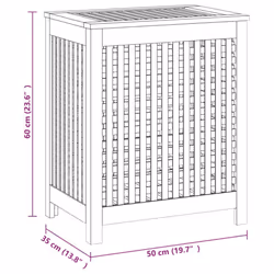 vidaXL Solid Wood Teak Wash Bin Sorter Washing Basket 35x25x60 cm/50x35x60 cm - 50 x 35 x 60 cm