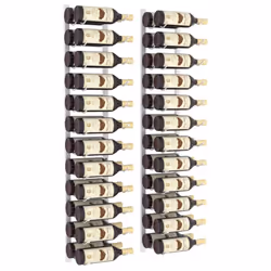 vidaXL 2x Wall Mounted Wine Rack for 24 Bottles White Iron Wine Whisky Rack