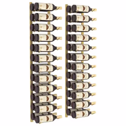 vidaXL 2x Wall Mounted Wine Rack for 24 Bottles Gold Iron Drinking Whisky Rack