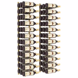 vidaXL 2x Wall Mounted Wine Rack for 36 Bottles Gold Iron Drinking Whisky Rack
