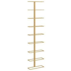 vidaXL Wall-mounted Wine Rack for 9 Bottles Gold Iron Kitchen Bottle Holder