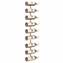 vidaXL Wall-mounted Wine Rack for 9 Bottles Gold Iron Kitchen Bottle Holder