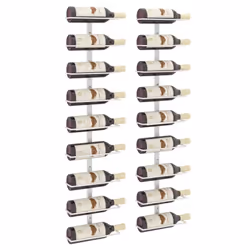 vidaXL 2x Wall-mounted Wine Rack for 9 Bottles White Iron Bottle Holder Rack
