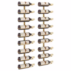 vidaXL 2x Wall-mounted Wine Rack for 9 Bottles Gold Iron Kitchen Bottle Holder - Additional view 2