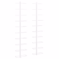vidaXL 2x Wall-mounted Wine Rack for 10 Bottles White Metal Bottle Holder Rack