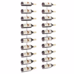 vidaXL 2x Wall-mounted Wine Rack for 10 Bottles White Metal Bottle Holder Rack