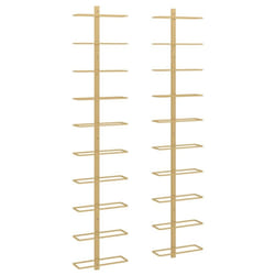 vidaXL 2x Wall-mounted Wine Rack for 10 Bottles Gold Metal Bottle Holder Rack
