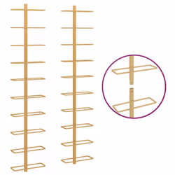 vidaXL 2x Wall-mounted Wine Rack for 10 Bottles Gold Metal Bottle Holder Rack - Additional view 4