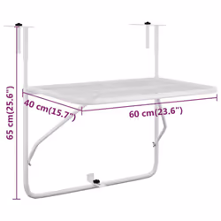 vidaXL Balcony Table Steel Patio Folding Side Hanging Table Multi Colours - white - Additional view 3