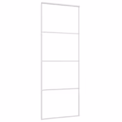 vidaXL Sliding Door Frosted ESG Glass and Aluminium 76x205 cm White Barn Door - Additional view 4
