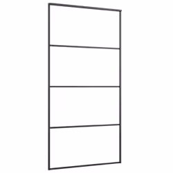 vidaXL Sliding Door Interior Barn Door Frosted ESG Glass and Aluminium Black - Additional view 4