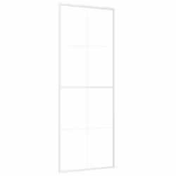 vidaXL Sliding Door Frosted ESG Glass and Aluminium 76x205 cm White Barn Door