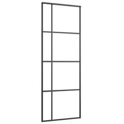 vidaXL Sliding Door Barn Door Sliding Door Panel ESG Glass and Aluminium Black