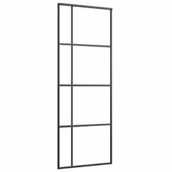 vidaXL Sliding Door Barn Door Sliding Door Panel ESG Glass and Aluminium Black