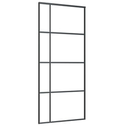 vidaXL Sliding Door Barn Door Sliding Door Panel ESG Glass and Aluminium Black