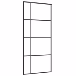 vidaXL Sliding Door Barn Door Sliding Door Panel ESG Glass and Aluminium Black
