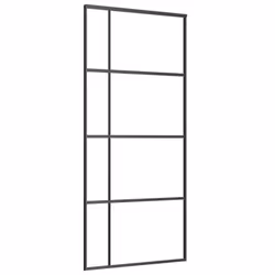 vidaXL Sliding Door Interior Barn Door Frosted ESG Glass and Aluminium Black - Additional view 2