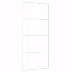vidaXL Sliding Door Frosted ESG Glass and Aluminium 90x205 cm White Barn Door - Additional view 2