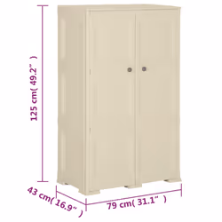 vidaXL Plastic Cabinet Storage Cupboard Utility Storage Cabinet Wood Design - white, 79 x 43 x 125 cm - Additional view 3